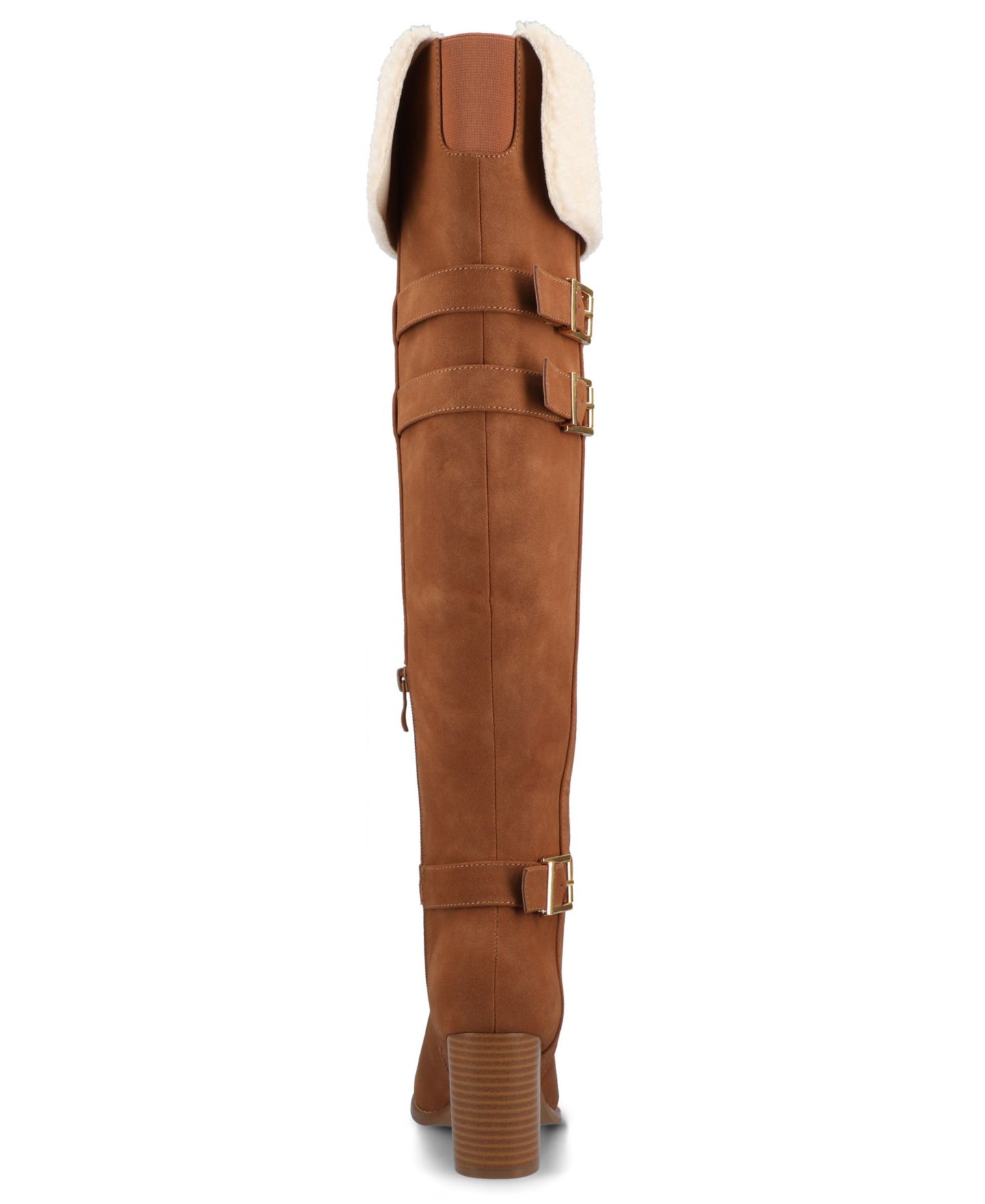 Женские ботинки Journee Collection Alyza Over The Knee Buckle Sherpa, цвет: Чёрный — фото 18