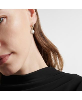 2-Pc. Set Handcrafted Sleek Snake Chain With Pearl Necklace and Earrings in Gold Plated Finish