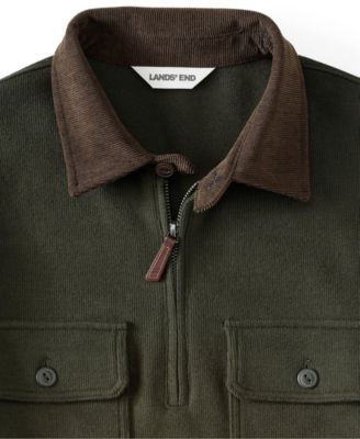Men's Long Sleeve Corduroy Collar Bedford Rib Quarter Zip