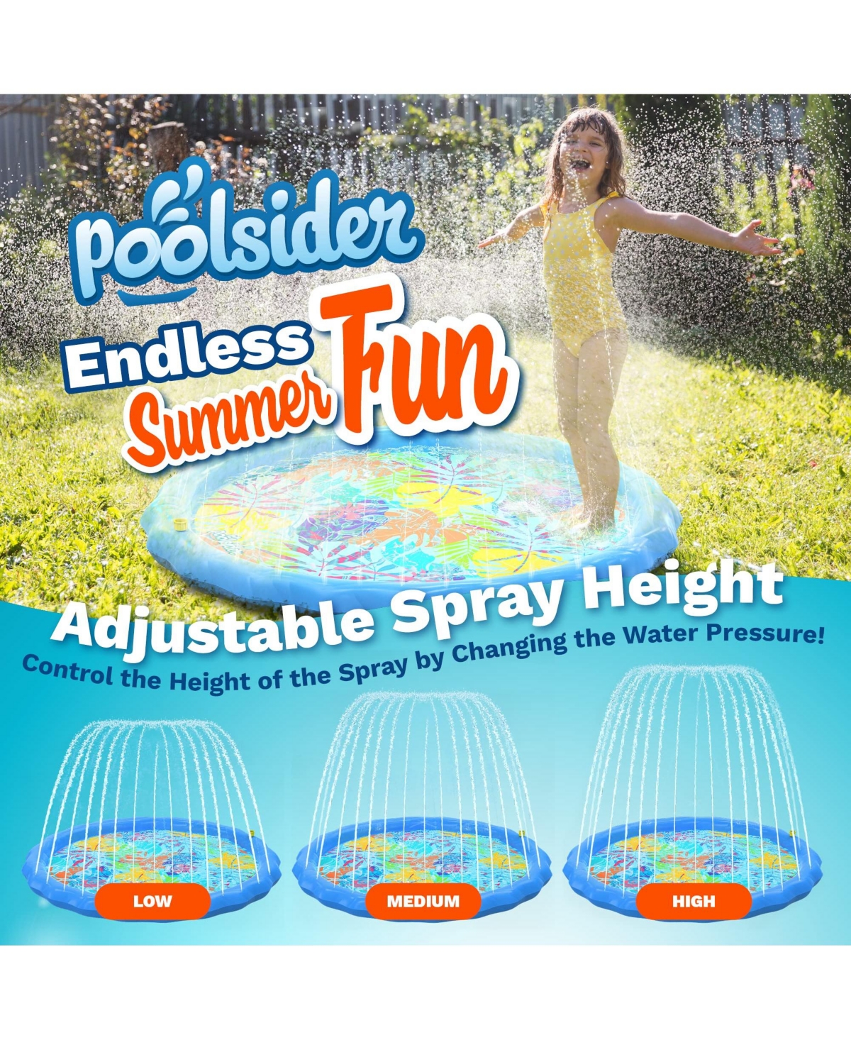 Large Splash Pad for Kids and Dogs | Water Sprinkler | 68" Splash Pads for Toddlers 1-3 & Play Mat