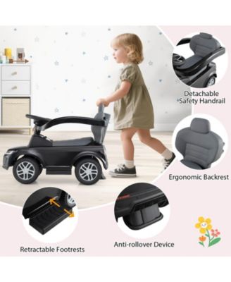 Kids Ride on Push Car with Horn & Start-up Sound Under-seat Storage Push Handle