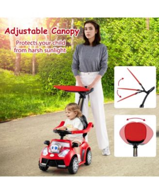 Baby 3-in-1 Sliding Walker w/ Adjustable Canopy Horn Music & Light