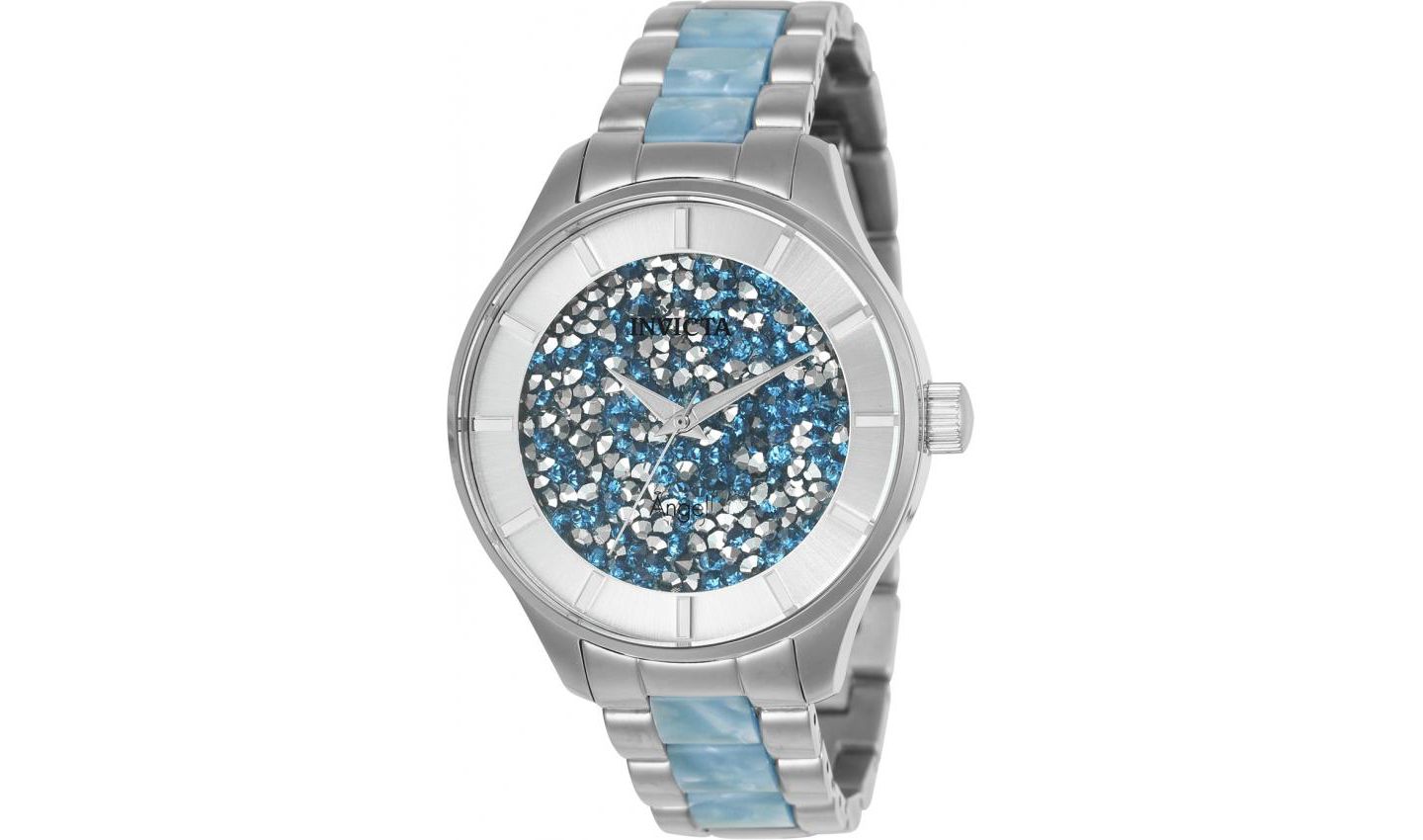 Женские часы Invicta 24665 Angel Quartz 3 Hand Light Blue Dial, цвет: Серебряный — фото 1