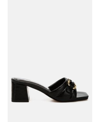 Womens Bellamy Horsebit Detail Snake Print Sandals