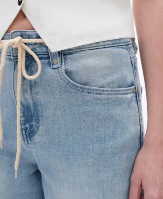 Women's High-Rise Drawstring Baggy Wide-Leg Jeans