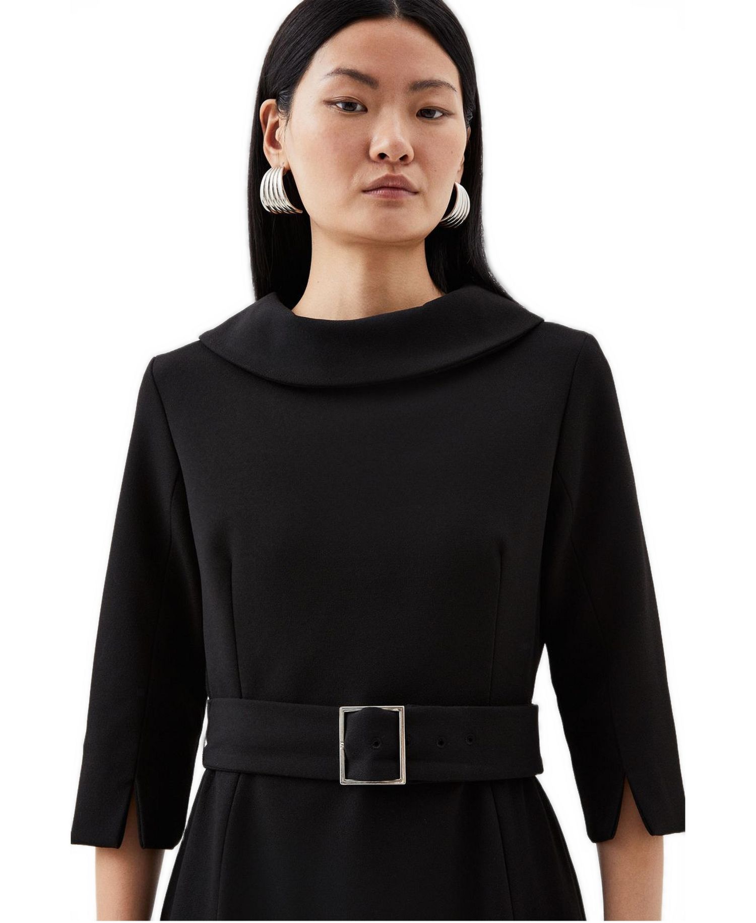 Women's Roll Neck Pencil Midi Dress