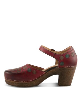 Women's Bridgitte Hand-Painted Mary Jane – Leather Floral Strap Heel With Arch Support