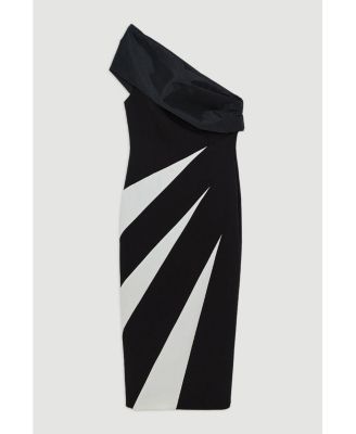 Women's One Shoulder Panel Midi Dress