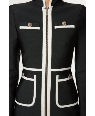 Women's Bandage Knit Military Detail Dress