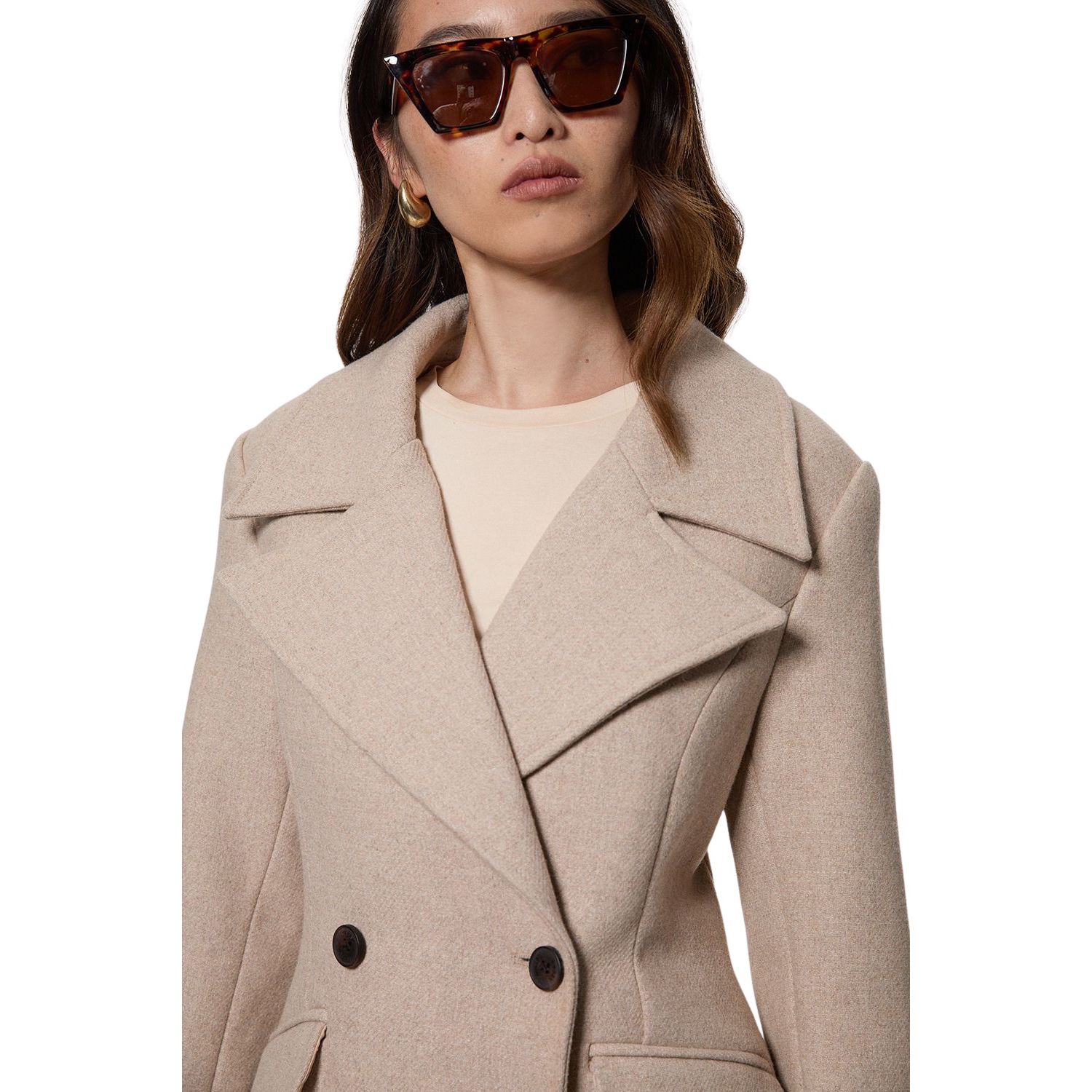 Women's Wool Tailored Flared Skirt Midi Coat
