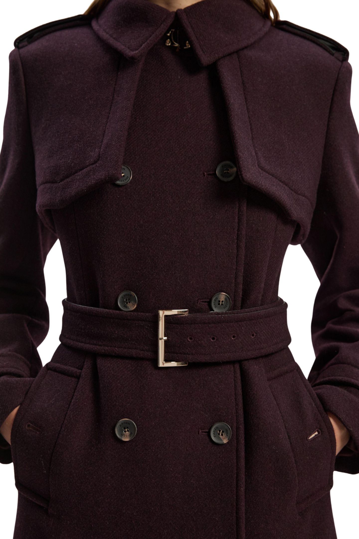 Женское пальто Karen Millen Wool Trench Maxi, цвет: Винный — фото 4