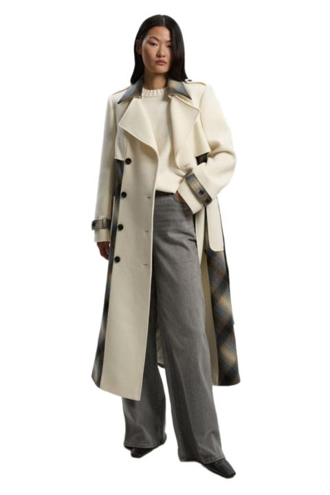 Женские куртки Karen Millen Wool Check Trench Midi Coat