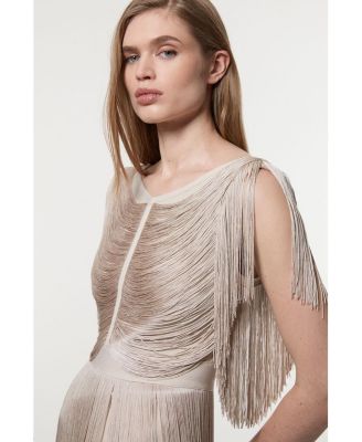 Women's Maxi Draped Fringe Knitted Mini Dress