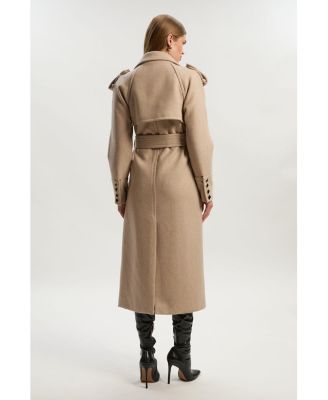 Women's Wool Tailored Belted Midi Coat