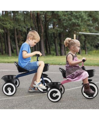 Toddler Tricycle with Adjustable Seat and Storage Baskets for 1.5-5 Years Old-Navy