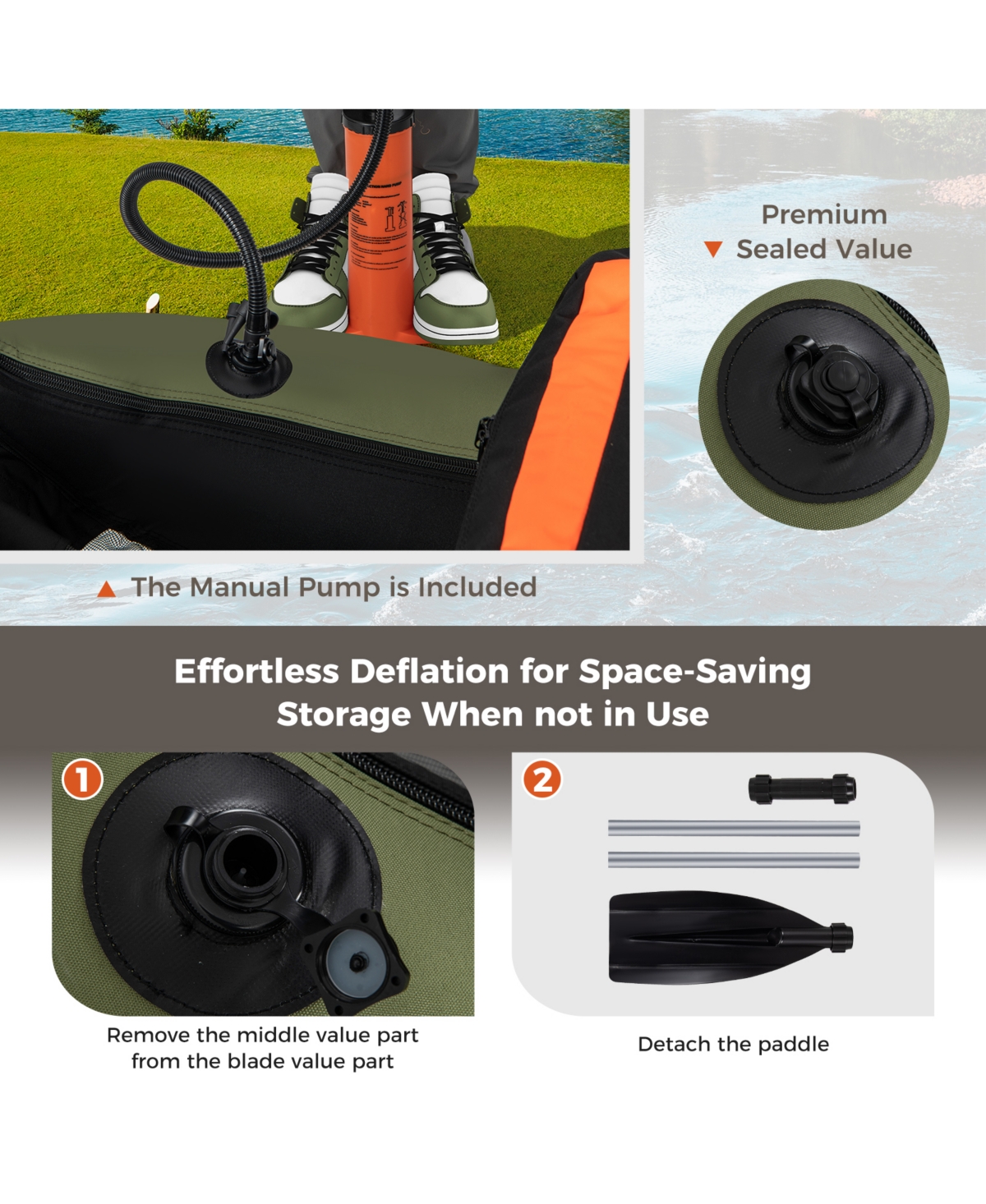 Sugift Inflatable with Pump, Storage Pockets, and Fish Ruler Fishing Float Tube