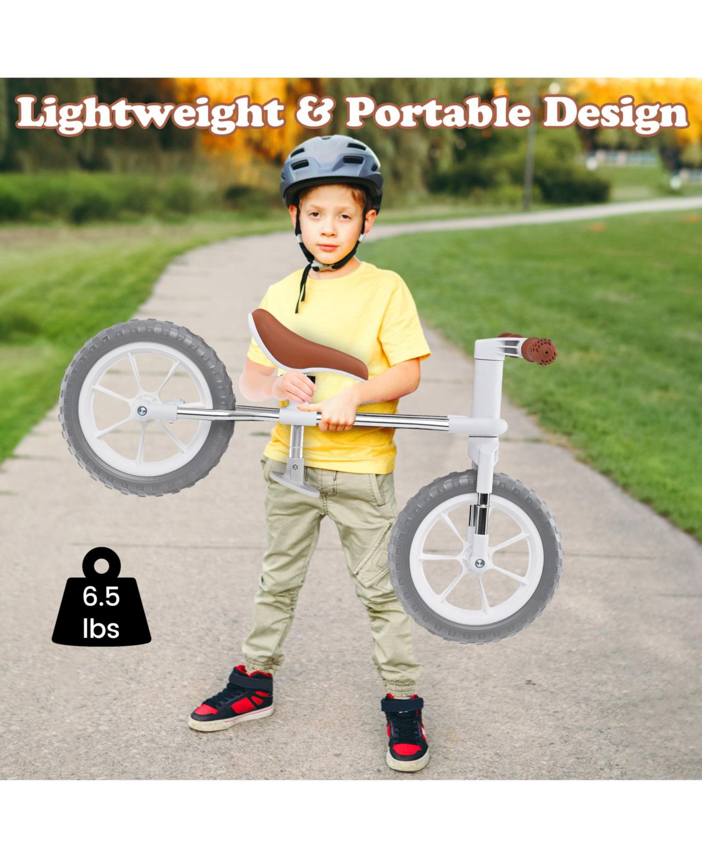 Детская игрушка SUGIFT 12 Inch No-Pedal Balance Bike with Adjustable Seat, Ages 2-5, цвет: Белый — фото 5