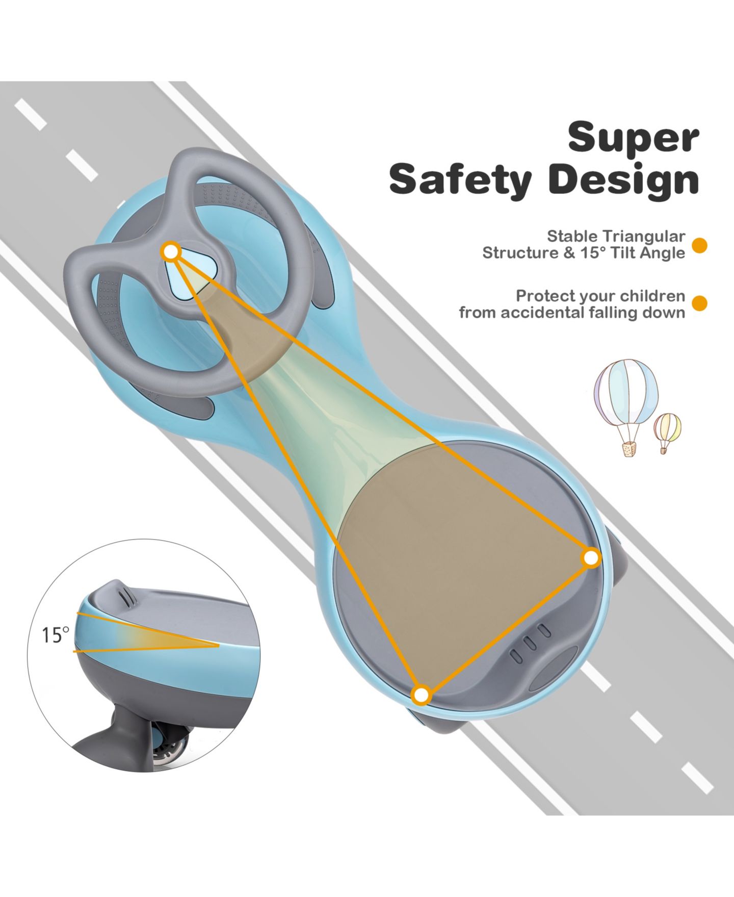 Детская игрушка SUGIFT Wiggle Car Ride-on Toy with Flashing Wheels, цвет: Синий — фото 4