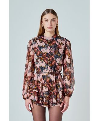 Women's Printed Chiffon Miini Romper