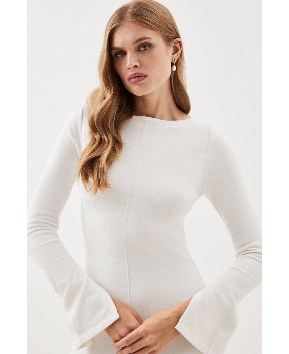 Karen Millen Women's Knit Wool Look Full Skirt Midi Dress