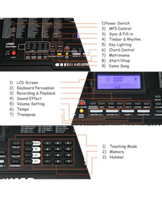 61-Key Portable Electronic Keyboard Piano with Stand and Stool