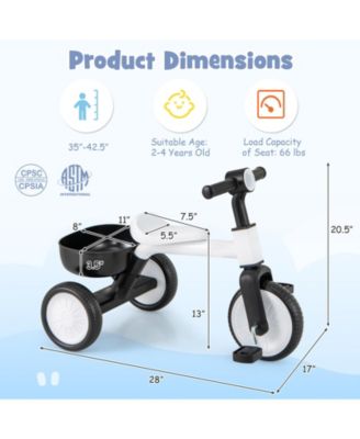 Toddler Convertible Trike with 86° Limited Steering Angle and Carbon Steel Frame