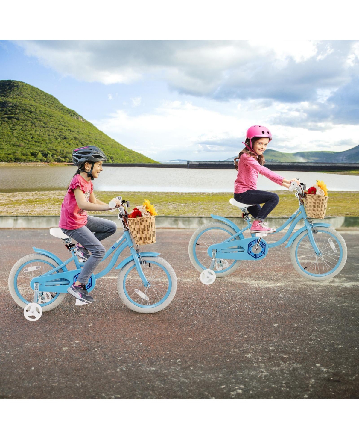 Sugift 18-Inch Kids Bike with Training Wheels and Adjustable Handlebar Seat