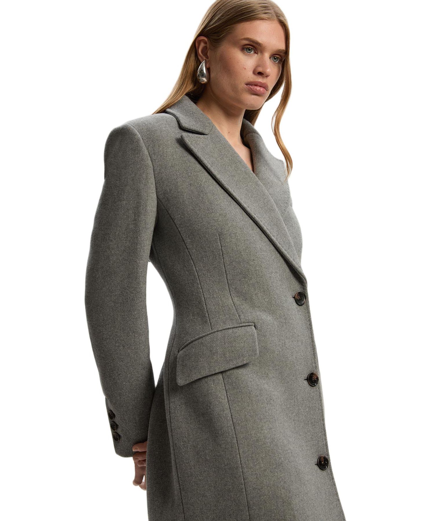 Women's Wool Blend Tailored Fitted Maxi Coat