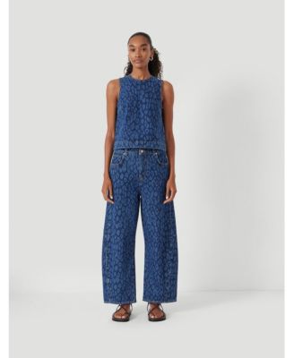 Women's Cropped Bree Horseshoe Barrel Leg Jeans