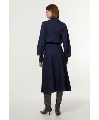 Women's Wool-Look Rounded Sleeve Knit Midi Dress