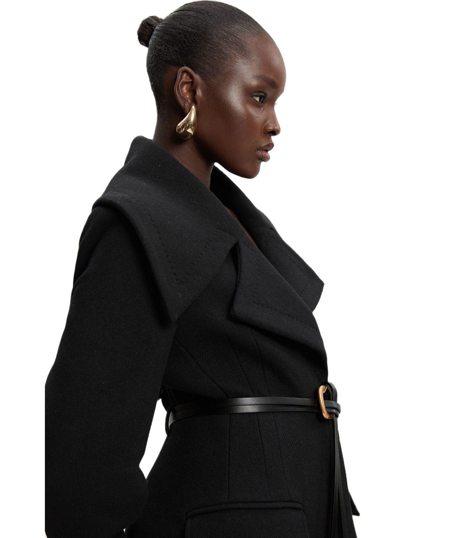Women's Wool Shawl Collar Belted Midi Coat