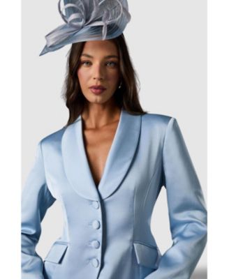 Women's Satin Lapel Waisted Blazer