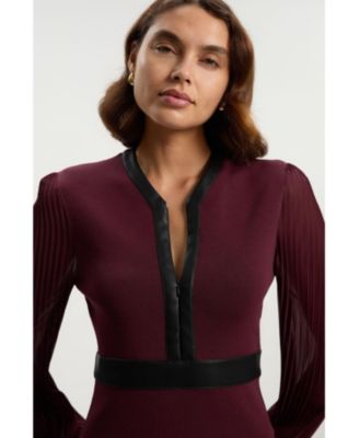 Women's Woven Sleeved Pleated Dress