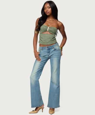 Women's Jenni Washed Low Rise Flared Jeans