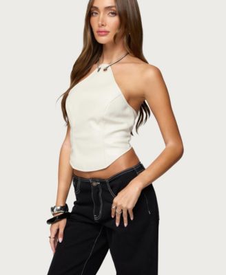 Women's Kizzie Faux Leather Halter Top