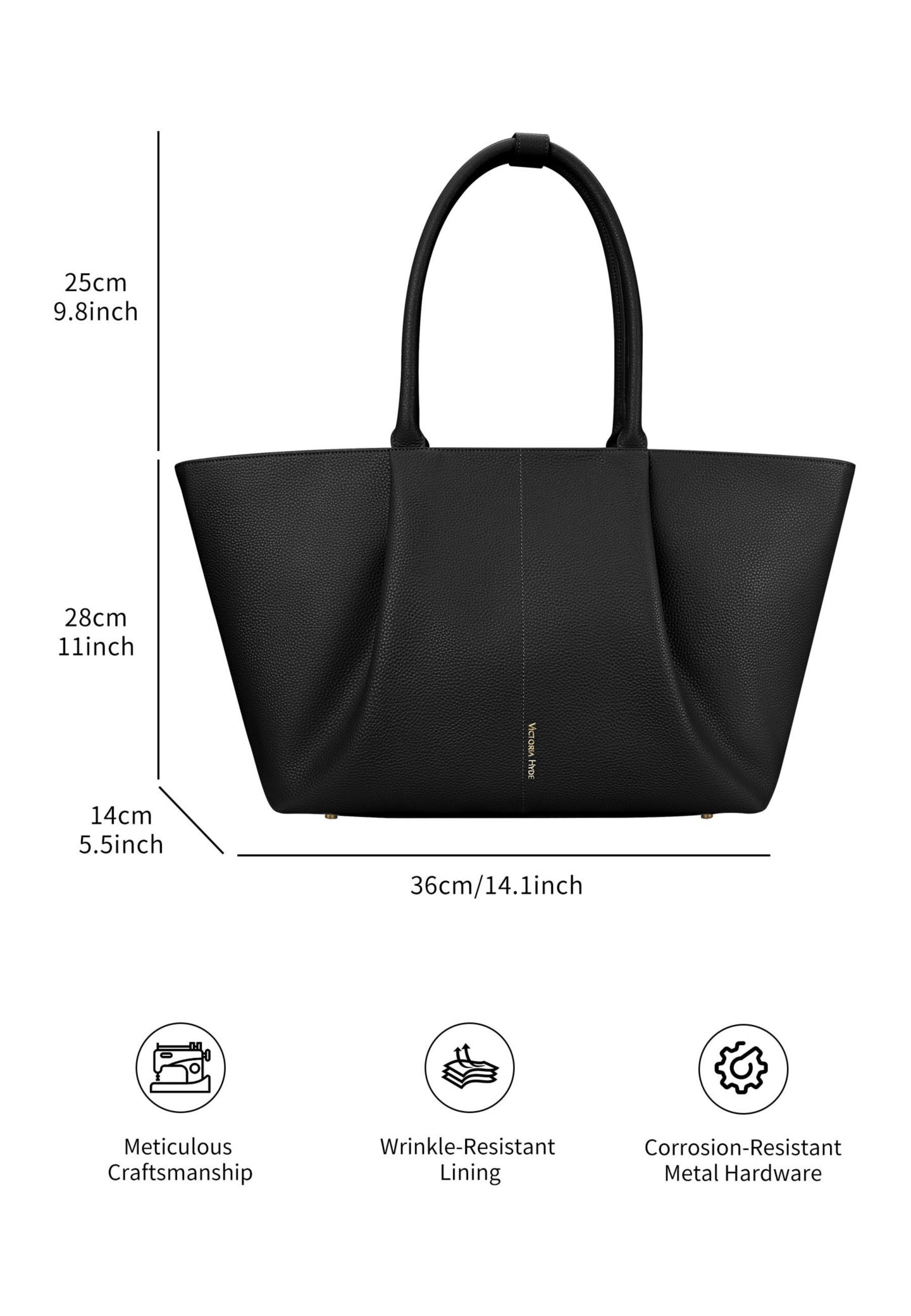 Женская сумка Victoria Hyde London Tote Large Capacity Business & Laptop Handbag Victoria Hyde Ada, цвет: Чёрный — фото 4