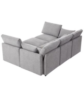 86.6" Sectional Sofa w/ Ottoman & USB Ports