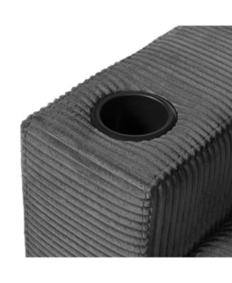 Oversized Corduroy Chaise Lounge with Storage Ottoman, Cup Holders & USB