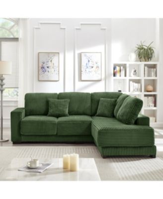 Streamdale 93" L-Shaped Corduroy Sectional Sofa with Reversible Chaise (Green
