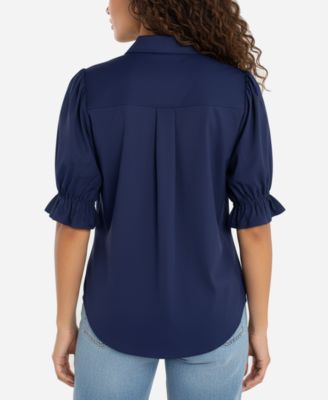 Petite Puffed-Sleeve Blouse