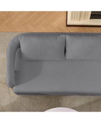 Streamdale Modern Teddy Fleece Upholstered Chair with Gold Metal Legs, Grey