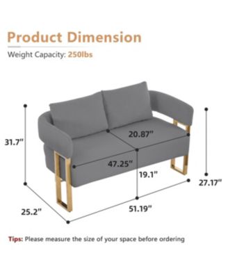 Streamdale Modern Teddy Fleece Upholstered Chair with Gold Metal Legs, Grey