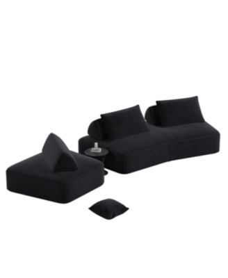 Streamdale Modern Light Luxury Oversized Modular Sectional Sofa, Fluffy Chenille, Removable Backrests, Dark Grey