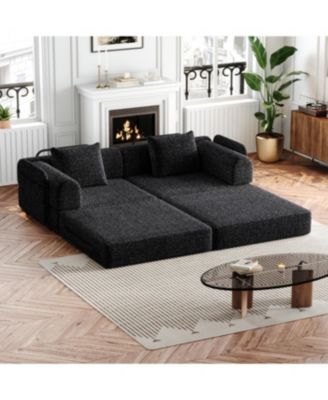 Streamdale 4-seater chenille convertible sofa bed with side storage