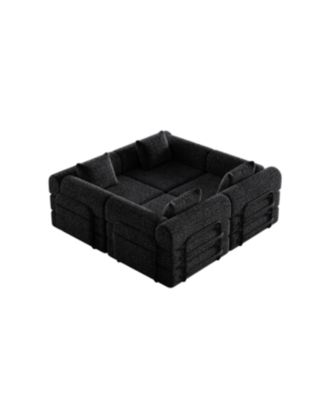 Streamdale 4-seater chenille convertible sofa bed with side storage