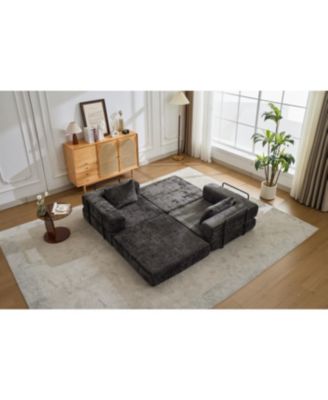 Streamdale Compression Sofa, Convertible Floor Sofa Bed, Loveseats Boneless Modular Sectional, Black