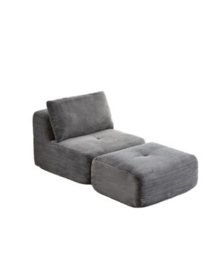 Modern Memory Foam Sofa, Single Chaise, Pet-Friendly Cloud Modular Sectional, Grey