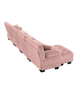 Free Combination Modular Sectional Sofa, L-Shaped Couch, 4-Seater, Pink