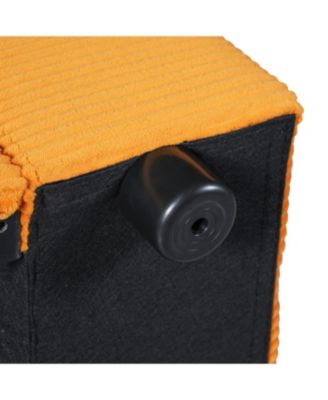 Oversized Corduroy Chaise Lounge with Storage Ottoman, Cup Holders & USB