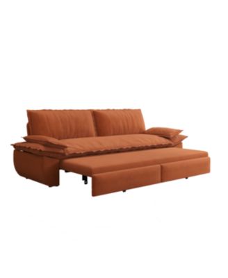 Orange 73.2" Queen Pull Out Sofa Bed, 3-in-1 Convertible Sleeper